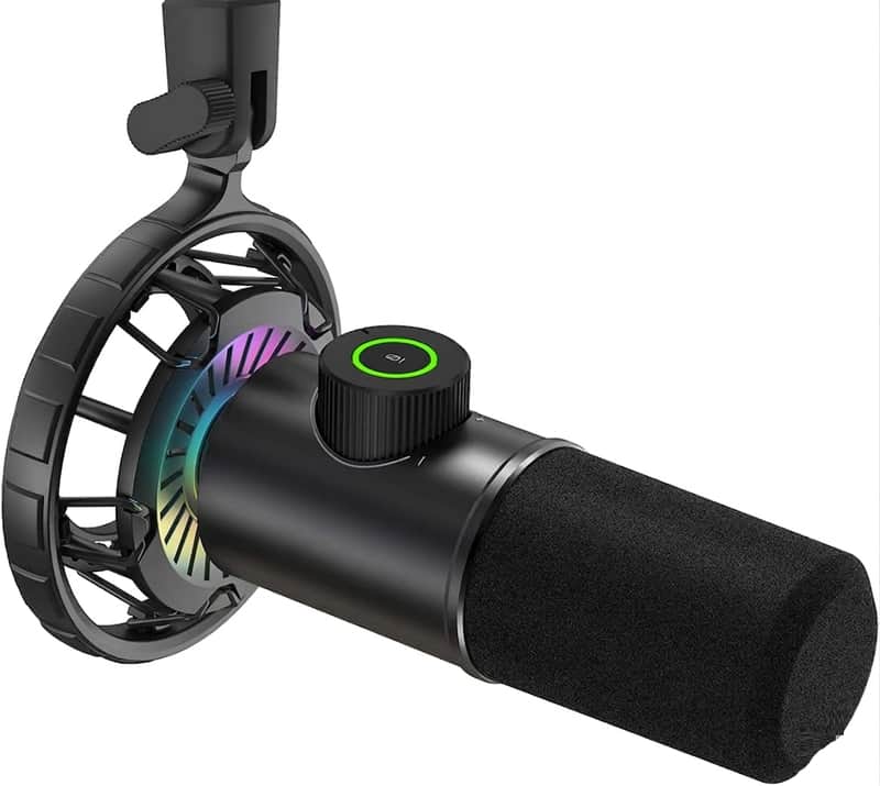 USB Gaming Microphone, RGB Dynamic Mic for PC, with Tap-to-Mute Button, Plug & Play Cardioid Mic with Headphone Jack for Streaming, Podcast, Twitch, YouTube