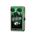 Electro-Harmonix guitar effects pedal with three knobs and one footswitch in silver and green design.