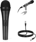 Cardioid Dynamic Microphone with XLR Cable, Rigid Metal Housing, Unidirectional Pickup Mic for Musical Instruments Voice Public Speech Podcast Singing PC Gaming Streaming Studio, Black