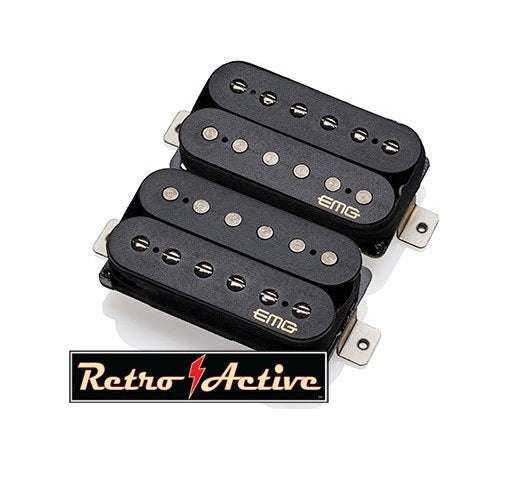 EMG Fat 55 Retro Active Electric Guitar Humbucker Pickup Set – Black – 5968