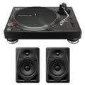 Pioneer PLX-500 Direct Drive Turntable with DM-50D-BT 5" Desktop Bluetooth Active Monitor Speaker (Pair)