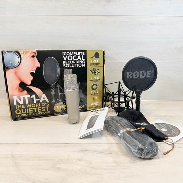 RODE NT1-A Studio Condenser Microphone Complete Vocal Recording Bundle w/ Shock Mount & Pop Filter
