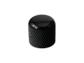 Small black metal dome-shaped knob with textured sides and smooth rounded top.