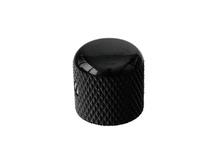 Small black metal dome-shaped knob with textured sides and smooth rounded top.