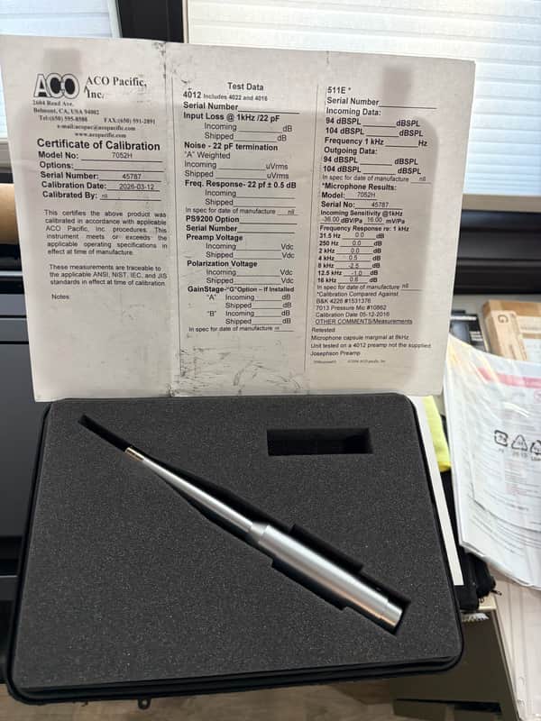 SoundFirst SF101 Measurement Microphone Fresh ACO Pacific Calibration