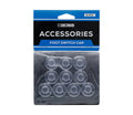 Package of ten clear plastic footswitch caps with BOSS branding in blue and black packaging.