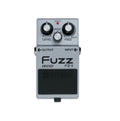 Silver Boss FZ-5 Fuzz guitar effects pedal with three control knobs and input/output jacks.