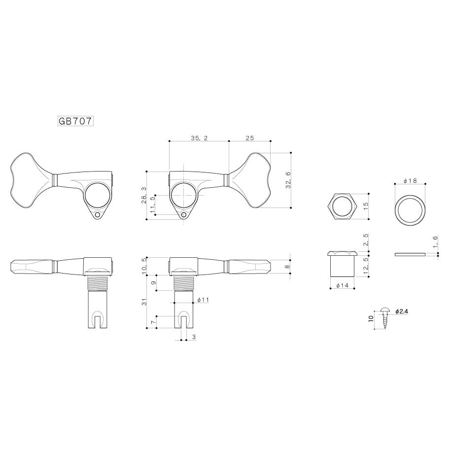Gotoh GB707 Chrome Single Right Bass Machine Head