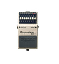 Beige Boss GE-7 graphic equalizer pedal with seven adjustable knobs and foot pedal control shown front view.