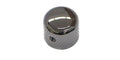 Metallic short dome-shaped knob with knurled sides and a small set screw hole on the side.
