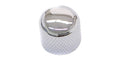 Single chrome metal short dome knob with textured grip surface.