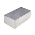 Rectangular silver metal enclosure box with rounded edges on a white background.