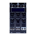 Black eurorack module with multiple rotary knobs, 3.5mm jacks, and a display area labeled FX AID PRO by Happy Nerding.