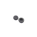 One pair of round black replacement earpads with a hollow center, shown on white background.
