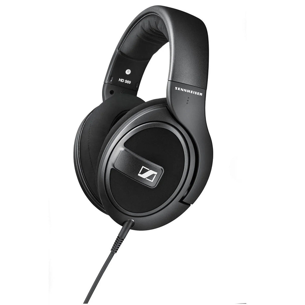 Black over-ear wired headphones with SENNHEISER logo and model number HD 569.