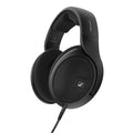 Black over-ear wired headphones with fabric-covered ear pads and Sennheiser logo on the ear cup.