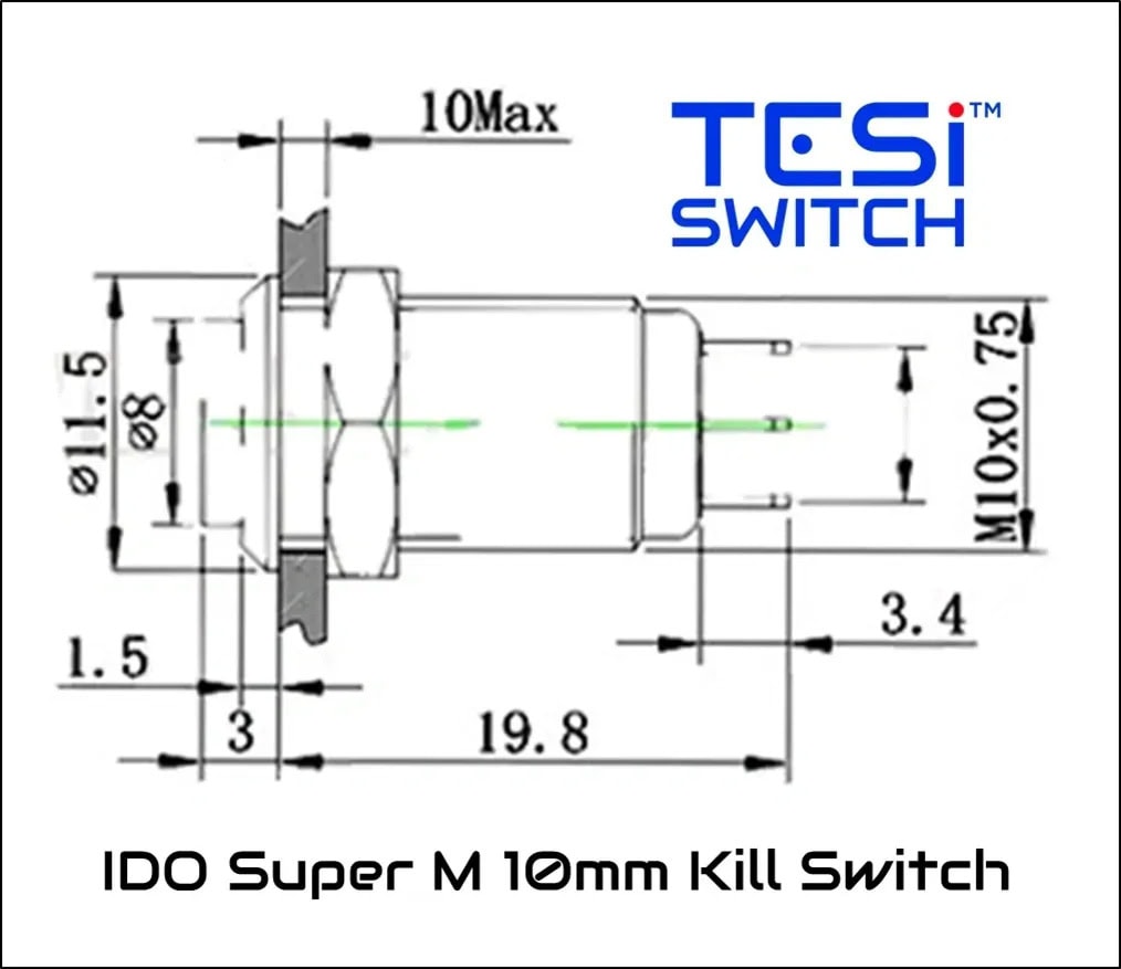 Tesi Switch IDO 10MM Metal Push Button Guitar Kill Switch