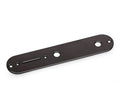 Black metal control plate with multiple holes and a slot, photographed on a white background.