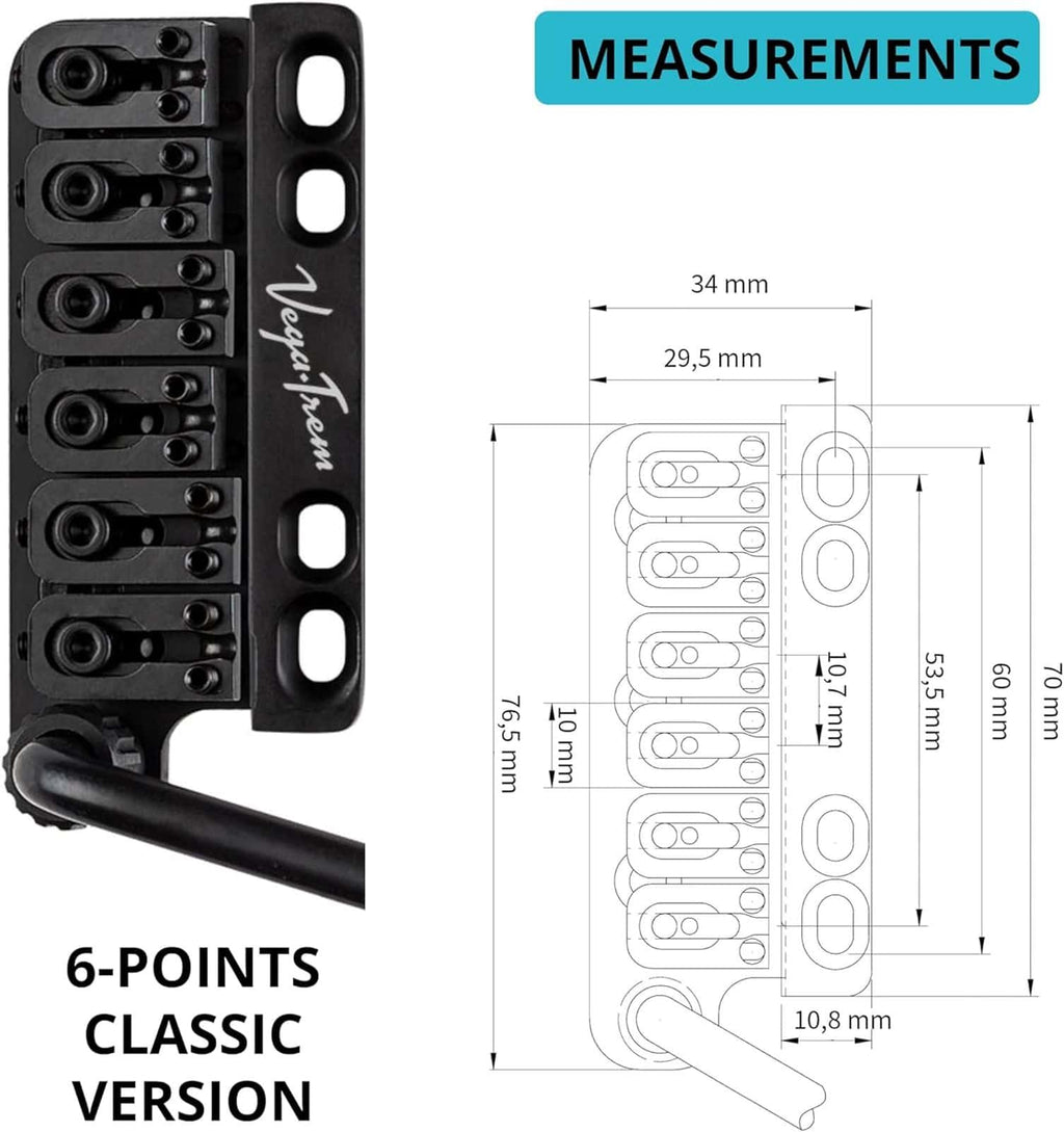 Vega Trem VT1 Special Standard 6 Point System for Strat – Black