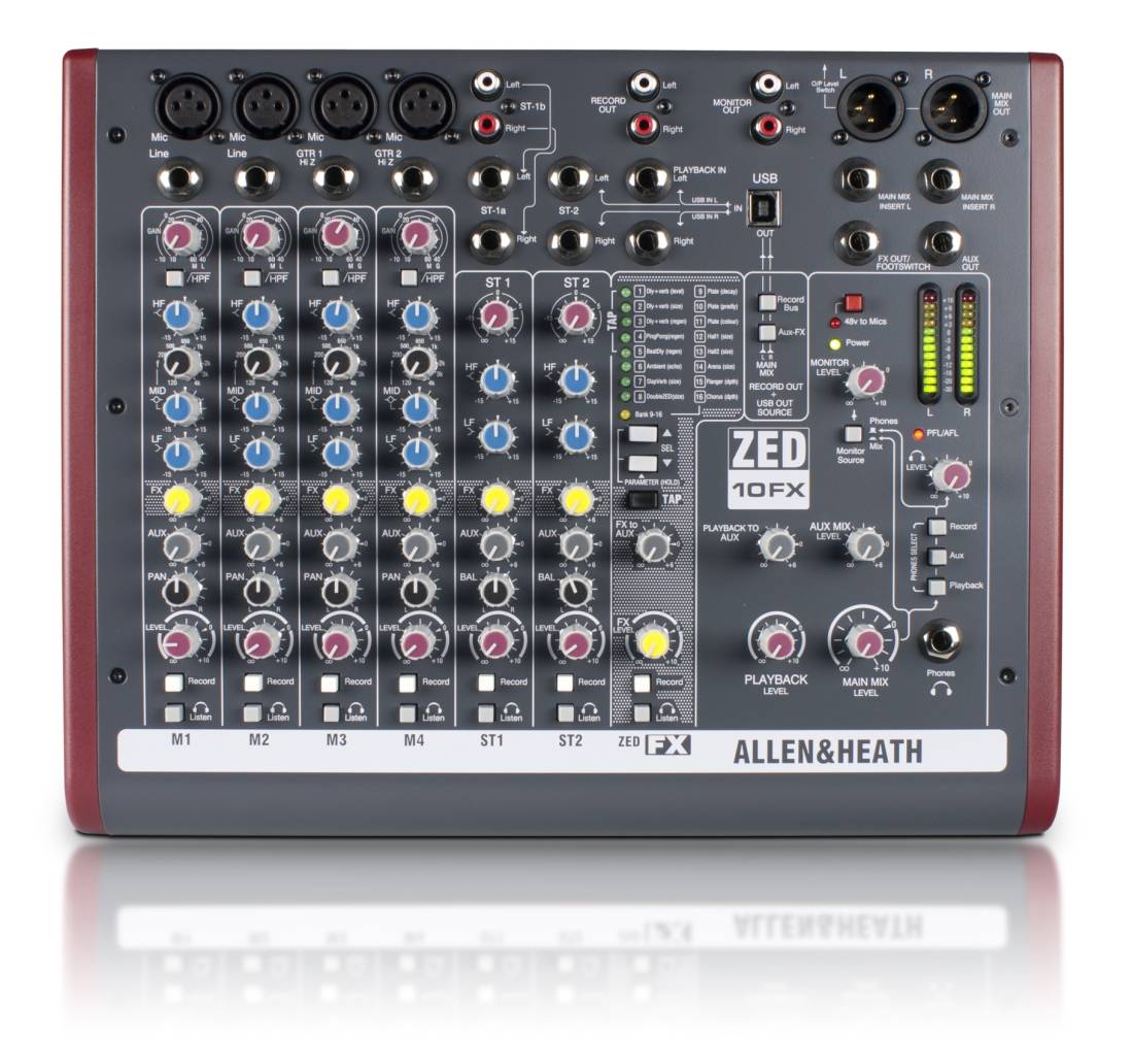 Allen & Heath ZED-10FX - 10 Channel Live/Recording Mixer with USB & FX