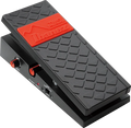 Black and red Ibanez wah pedal with textured tread and control knobs on side.