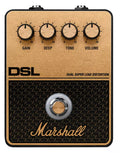Gold and black Marshall DSL guitar effects pedal with four control knobs and one footswitch.