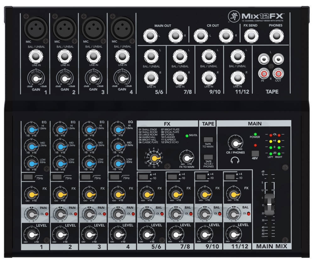 Mackie 12 Channel Compact Mixer with Effects