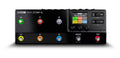 Black multi-effect pedal with multiple colored footswitches, display screen, and control knobs on top surface.