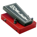 Red and black Morley guitar wah pedal with contour knob and foot pedal marked Morley.