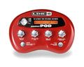 Red Line 6 Pocket POD guitar effects unit with knobs and display showing H/V: ROCKSTARTONE.