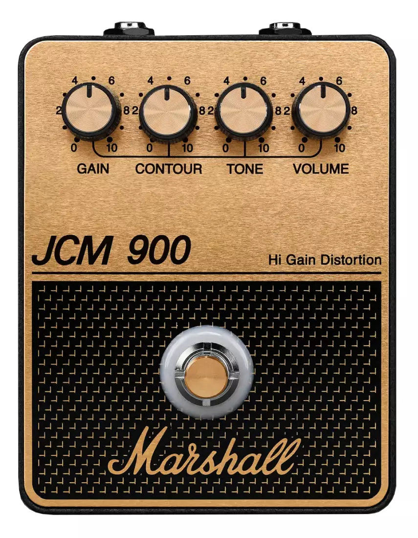 Marshall JCM 900 Hi Gain Distortion pedal with four control knobs and one footswitch.