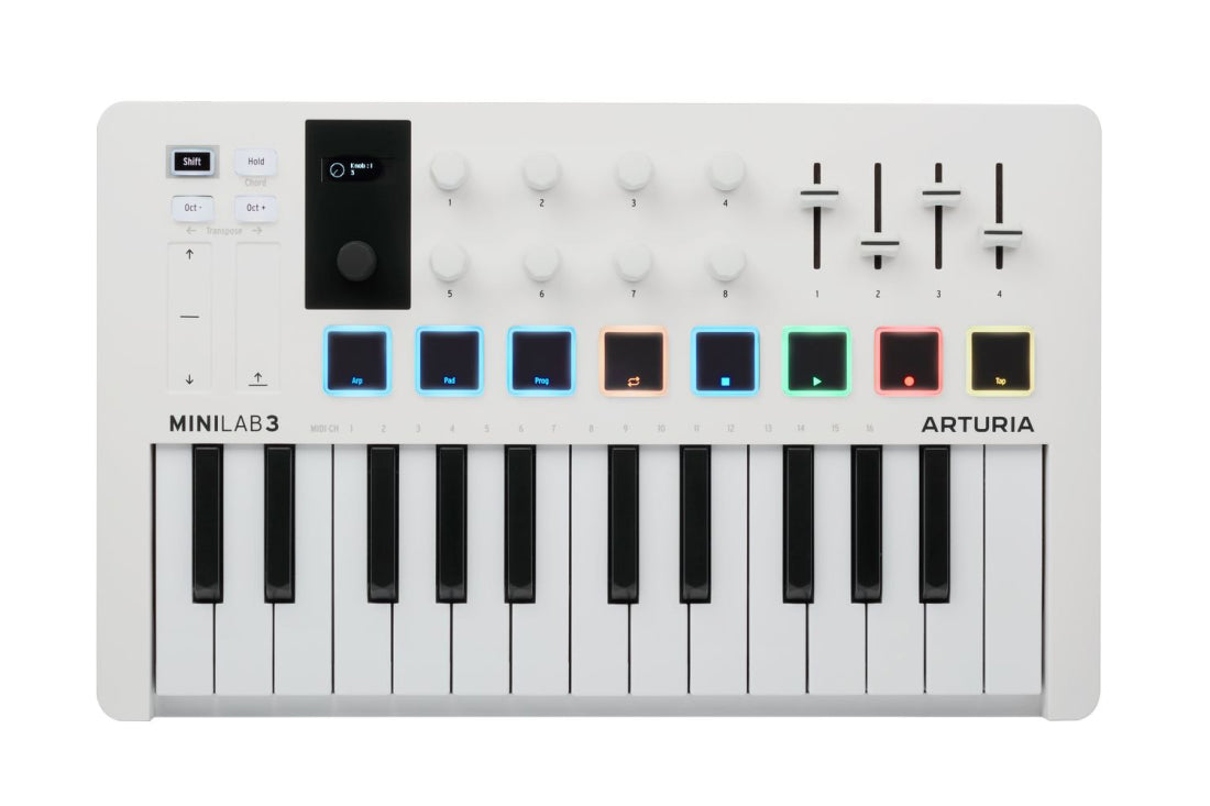 Arturia MiniLab 3  25-Key MIDI Controller w/Software - White