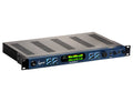 Rackmount audio device with display, buttons, knobs, and headphone outputs on front panel.