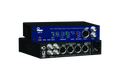 Black and blue audio converter device with multiple BNC and XLR connectors and control buttons.