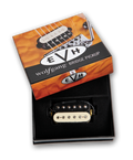 Black and white electric guitar humbucker pickup in a branded EVH Wolfgang Bridge Pickup box.