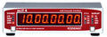 Front panel of a red and silver Rosendahl mif 4 midi timecode interface with LED display and buttons.