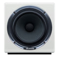 Front view of a white studio monitor speaker with a large black driver and Avantone branding on front.