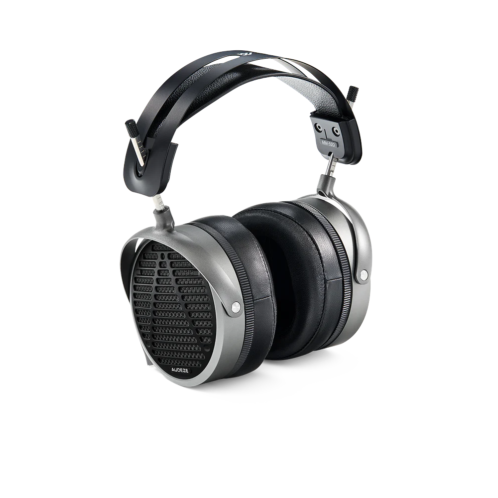 Black and silver over-ear headphones with padded ear cushions and adjustable headband, branded AUDEZE MM-520.
