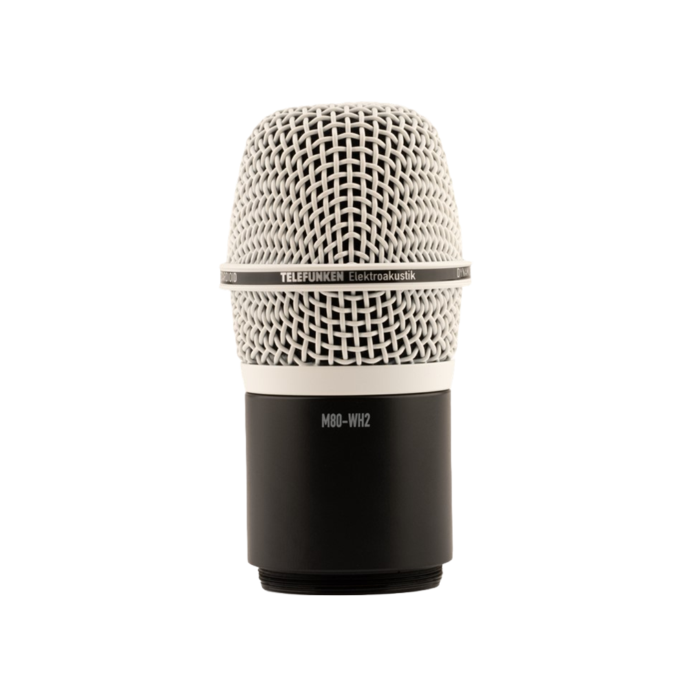 Close-up front view of a Telefunken M80-WH2 microphone capsule with white grille and black base.