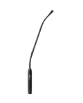 Black gooseneck microphone with a switch and green indicator light labeled SHURE MICROFLEX.