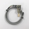 Prewired toggle switch with short straight handle and attached gray cable with multiple colored wires.