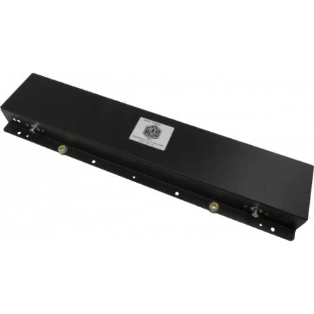 Black rectangular metal device with a MOD label and connectors on one side.
