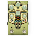 Light green guitar effects pedal with multiple knobs, switches, and two footswitches, branded Beetronics.
