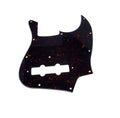 Tortoise-patterned pickguard with multiple screw holes and two rectangular cutouts on a white background.