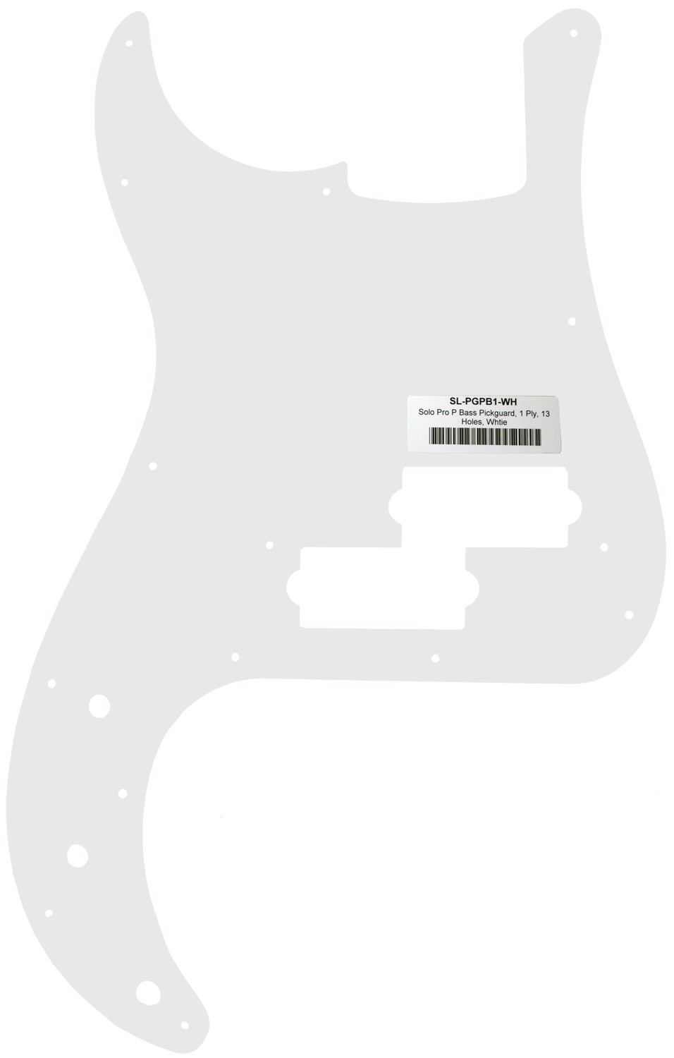 Solo Music Gear Solo Pro P Bass Style Pickguard, 1 Ply, 13 Holes, White