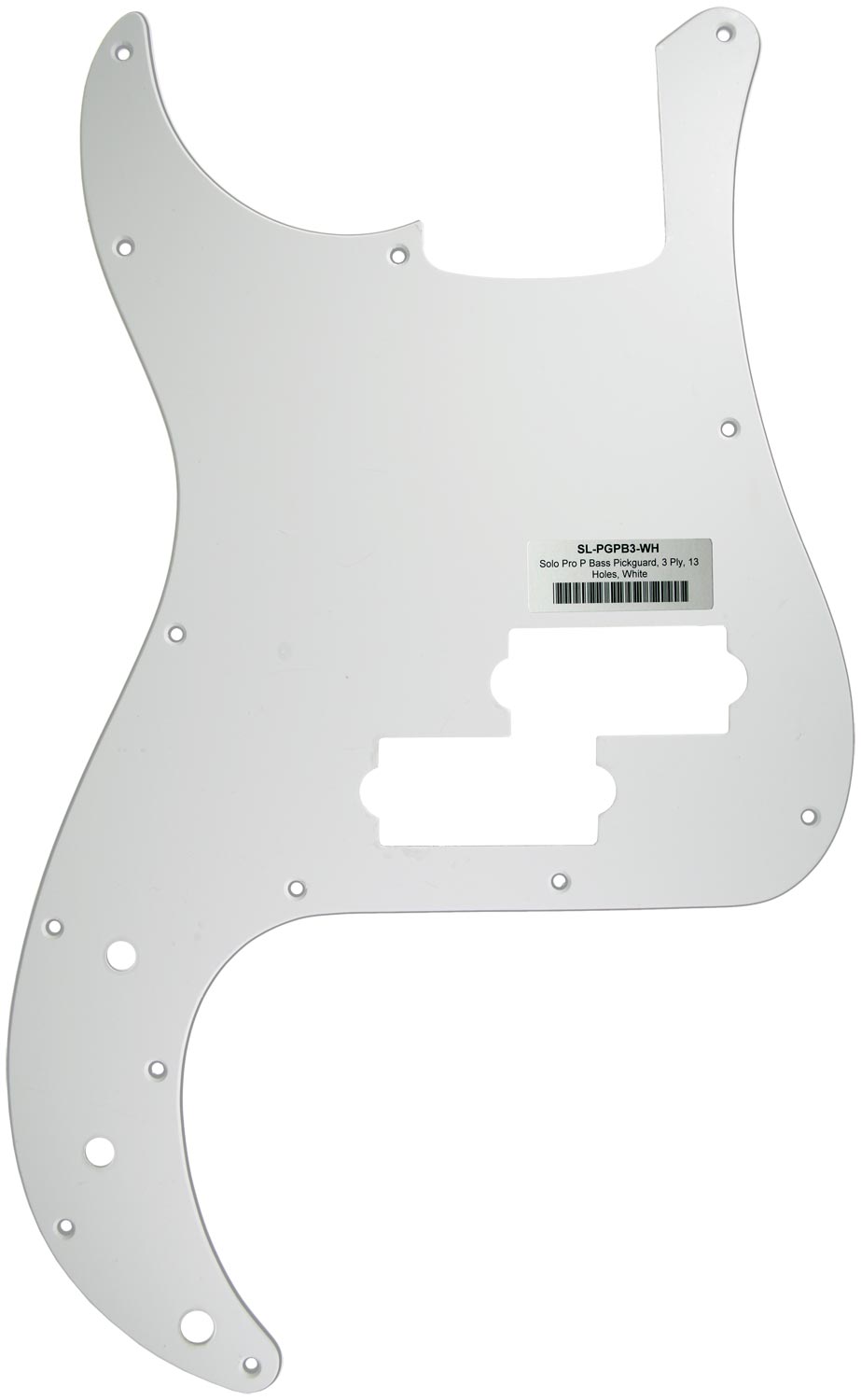 Solo Music Gear Solo Pro P Bass Style Pickguard, 3 Ply, 13 Holes, White