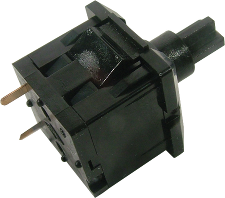 Black toggle switch with three metal pin connectors shown on white background.