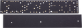 Top and bottom view of two black circuit boards with gold eyelets.