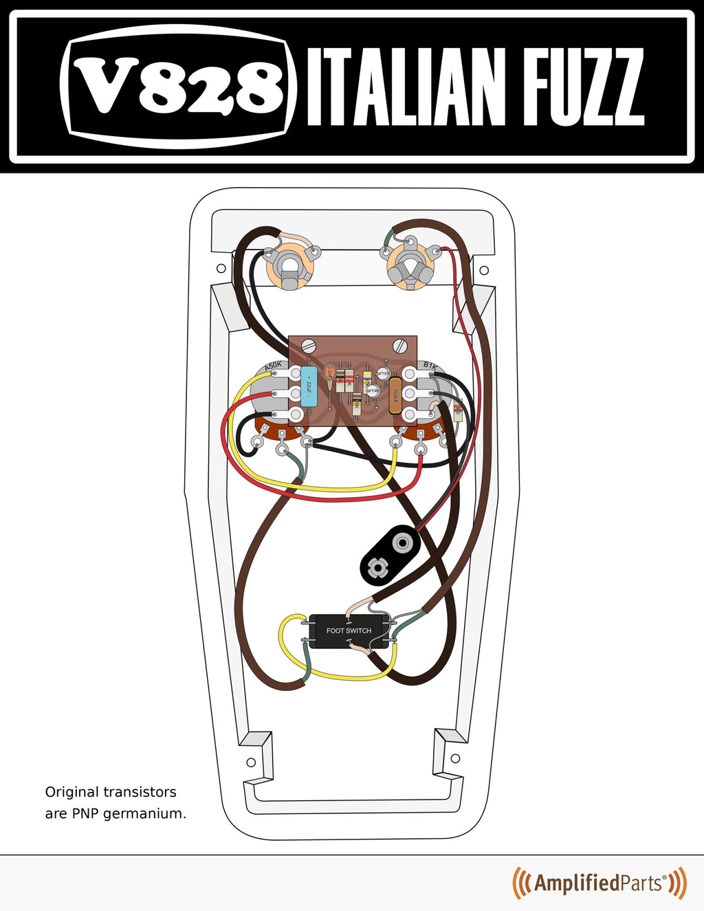 Solo Music Gear PCB Vintage Style V828 Italian Fuzz Circuit Board — Fuzz Pedal