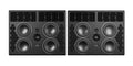 A large PMC10-4 active studio monitor in Studio Black finish, a wide floor-standing cabinet housing four 10-inch bass drivers around a central soft-dome midrange and tweeter.